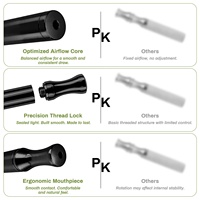 Bâtonnet inhalateur nasal réutilisable en métal noir avec logo personnalisé, inhalateur d'huiles essentielles d'aromathérapie pour arrêter de fumer et soulager l'anxiété