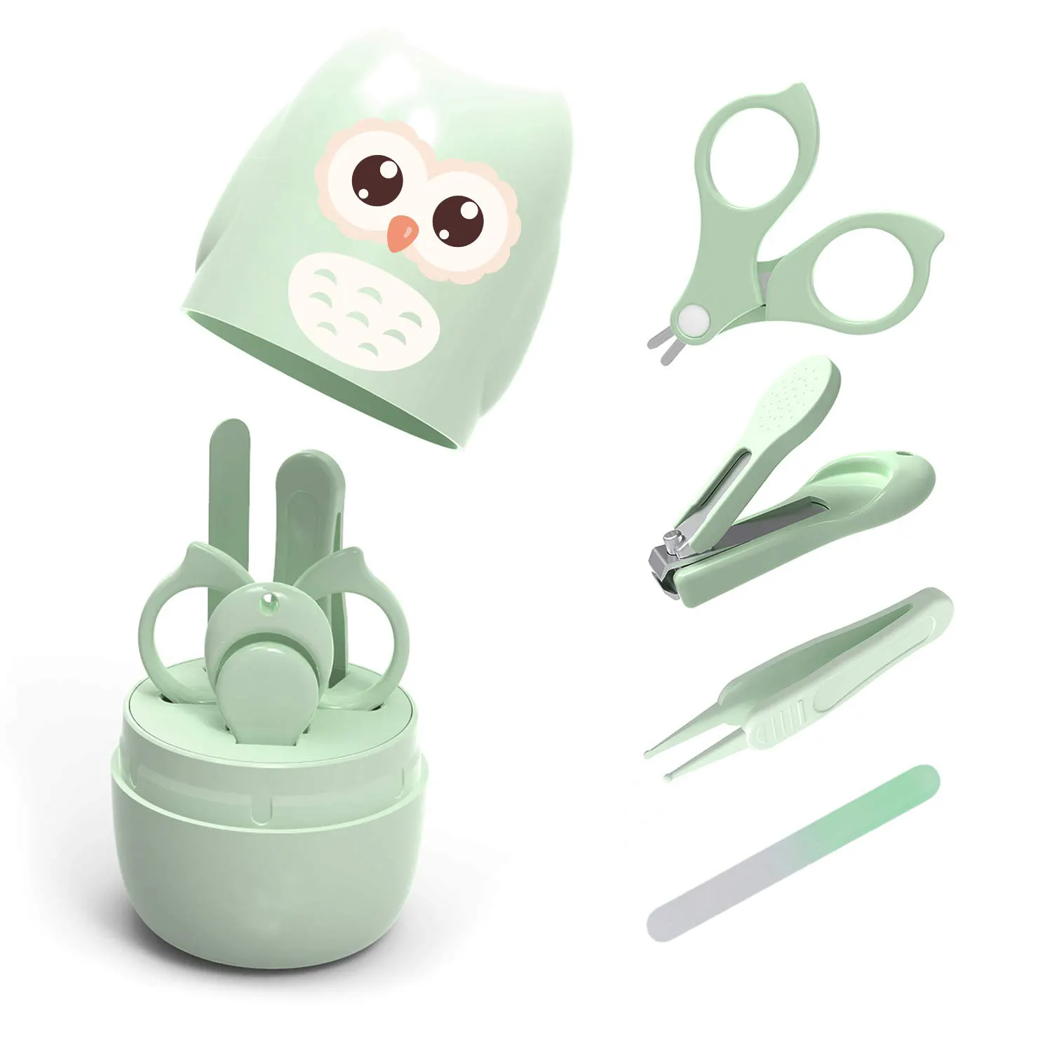 4-in-1 Baby Nail Care Set with Cute Case Baby Nail Clippers Scissors Nail File & Tweezers Baby Manicure Kit