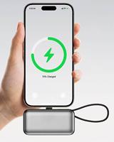 Mini batterie externe en alliage avec câble de charge rapide 20W 5000mAh, source d'alimentation portable pour mobile