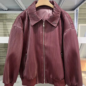 Giacca da Donna Primavera 2025 Nuova Moda Casual Versatile Ampia in Ecopelle - Product Image 1