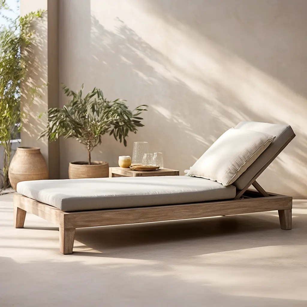 Foshan backyard outdoor home and garden sigma furniture set  cane  teak wood chaise