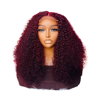Perruque SDD Pixie Curly en Cheveux Humains, Perruque Frontale 13*4, Couleur Vin Foncé, Perruque en Cheveux Humains de 16, 18, 20, 22, 24, 26, 28 Pouces pour Coiffure Quotidienne