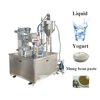 Remplisseuse-scelleuse de gobelets motorisée efficace, 800 gobelets par heure, capacité de 500 ml pour la production de jus, de soda, de savon liquide et de boissons