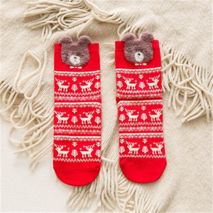 <span class=keywords><strong>Chaussettes</strong></span> en coton pour femmes Cartoon Red Dog Elk Bear Fox Christmas Socks for Spring Autumn Winter Offre Spéciale Christmas Gift R1574 - Product Image 2