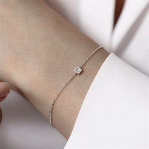 CANNER Nueva Pulsera Sencilla de Cadena Delgada con Baño de Rodio y Plata S925 con Circonita, Regalo Moderno para Mujer - Product Image 5