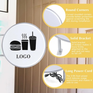 Wall-Mounted Round Double-sided Waterproof Outdoor LED <b>Advertising</b> Projecting <b>Light</b> <b>Box</b> Signsfor Stores Shops - Product Image 3