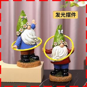Figura decorativa de duende con aro de hula luminoso para jardín, adorno decorativo para patio de villa, regalo. - Product Image 2
