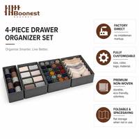 Ensemble de 4 organiseurs de tiroirs pliables, séparateurs de rangement en tissu non tissé pour sous-vêtements, chaussettes, cravates, 32*32*12cm, personnalisable OEM