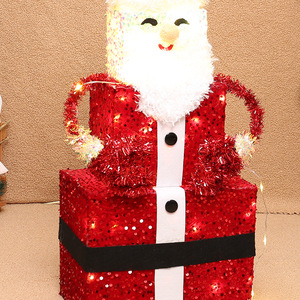 New Cross-Border Christmas Santa Snowman Gift Box Decoration Indoor <b>Illuminated</b> Standing Display Piece - Product Image 3
