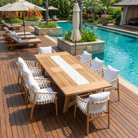 Meubles de jardin contemporains en rotin écologiques, table et chaises de café en aluminium pour l'extérieur, patio, plage, hôtel, villa, cour, salle à manger