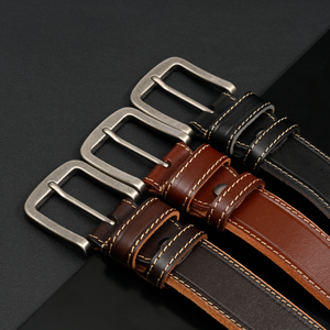 Men's Fashionable Cow Hide Genuine Leather Designer Stitching Design High Quality Luxury Business Casual Style Custom <b>Belt</b> - Product Image 4