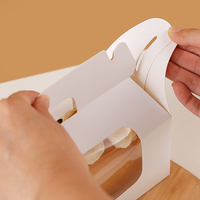 Boîtes à gâteaux en carton recyclable avec poignée, finition dorée mate, pour gâteaux roulés et tranches de gâteau au fromage
