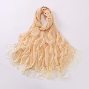 कस्टम फीता दुबई के साथ संयुक्त राज्य अमेरिका गुणवत्ता शिफॉन मुस्लिम हिजाब Hijabs स्कार्फ मुस्लिम फैशन बुलबुला शिफॉन क्रेप दुपट्टा महिलाओं - Product Image 5