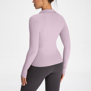 SUHE TS-006 Athena Lulu Camiseta de Yoga de Manga Larga para Mujer, Cierre de Botones al Frente, Color Sólido, Ajuste Ceñido, Ropa Deportiva - Product Image 3