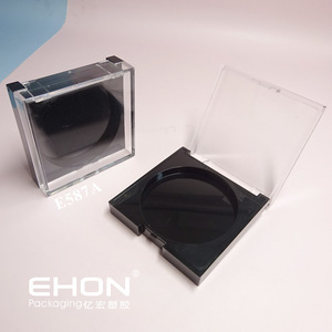 Wholesale Black <b>Square</b> ABS Lightweight Blush Case China Empty Compact Powder Palette Cosmetic Box Eye Shadow Packaging - Product Image 3