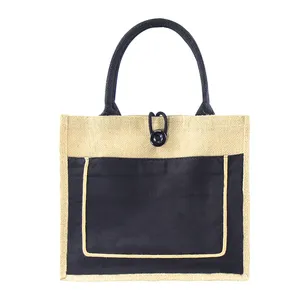 Wholesale Custom Print Logo Jute Tote Bag Handmade Travel And Shopping Bag