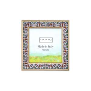 Beltrami Photo <b>Frame</b> Enamel Agrigento Gold 3x3 Inch Silver Plated Wood Back Made in Italy - Product Image 1