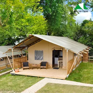 Tenda da campeggio per Hotel all'aperto Resort forte struttura in legno tenda da Safari per hotel di lusso glamping impermeabile