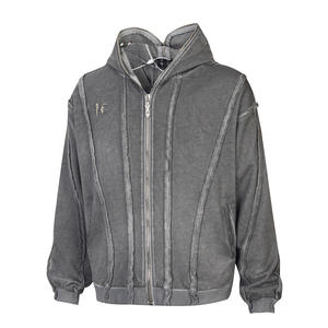 Cardigan à capuche zippé THUG CLUB en coton uni, coupe ample, style Ninja masqué, pour l'automne – Veste <span class=keywords><strong>de</strong></span> <span class=keywords><strong>marque</strong></span> tendance - Product Image 1