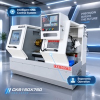 Mesin Bubut CNC CK6150 Flat Bed untuk Logam, Buatan China, 2 Axis, Otomatis