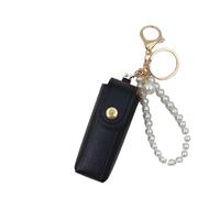 En gros, Pochette élégante pour rouge à lèvres et baume à lèvres, avec porte-clés et pendentif chaîne de perles, mini, mignonne, portable, accessoire cosmétique