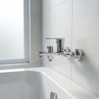 Robinet de baignoire mural moderne en laiton, finition chrome poli, mitigeur monocommande eau chaude et froide pour hôtel et villa