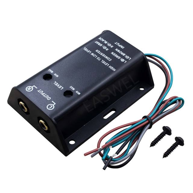 Car High to Low Level Converter Audio RCA Speaker Converter Adapter 12V