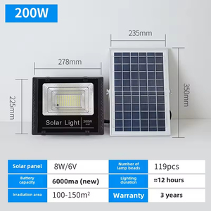 Faretto <span class=keywords><strong>Solare</strong></span> Diviso 200W/400W 6000K Luce Diurna 120° Angolo Fascio Nuova Lampada da Parete Esterno Giardino Cortile <span class=keywords><strong>Corpo</strong></span> in ABS Grado di <span class=keywords><strong>Protezione</strong></span> IP66 - Product Image 6