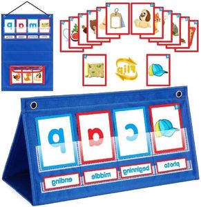 Foldable Desktop Kit for Word Building Pocket Chart <b>Tent</b> Cards CVC Words Phonics Games Blending Board for Kindergarten Reading - Product Image 6