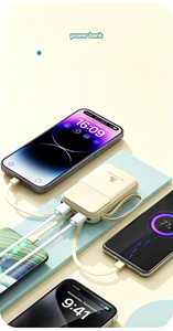 Mini batterie externe transfrontalière en plastique avec câble intégré, 10 000 mAh, haute capacité, sortie multi-USB, logo personnalisé disponible - Product Image 6