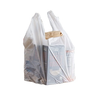 Sac de courses biodégradable transparent à poignée, personnalisable, pour usage domestique, avec soufflet latéral, modèle T-shirt, vente chaude - Product Image 6