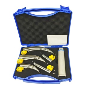 Yetişkin pediatrik yenidoğan ve bebek kullanımı için 5 farklı bıçaklı yeniden kullanılabilir paslanmaz çelik anestezi laringoskop kiti seti - Product Image 2