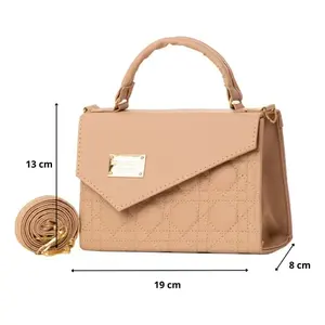 Bolso Bandolera de Cuero Vintage Fana de 7 Pulgadas con Patrón de Rejilla de Diamantes, Impermeable, para Uso Diario - Product Image 1