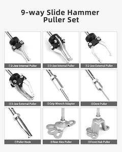 Kit de 9 extracteurs à marteau coulissant en métal pour réparation mécanique avec mallette de rangement rigide - Product Image 4