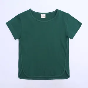 Camiseta de manga corta para bebé, niño y niña, ropa lisa de algodón suave para niño, camisetas de verano