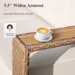 Dwoo 8 cái không thấm nước mây khung nhôm Patio cắt cuộc trò chuyện sâu chỗ ngồi sofa Set với đệm - Product Image 6