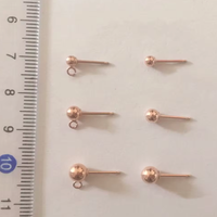 Boucles d'oreilles boule en or rose 14K avec anneau ouvert 3mm/4mm/5mm clous d'oreilles en perles rondes pour la fabrication de bijoux permanents faits à la main