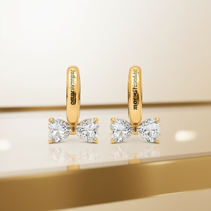 Orecchini a cerchio Mooncita in oro con fiocco e strass in cristallo, montatura a griffe, per donna, da indossare tutti i giorni, stile carino, placcati oro 18K - Product Image 2