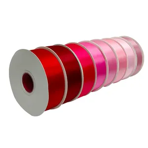 Double Sided 4cm 1 1/2inch 100yards Florist Bouquet Cake Polyester Satin Ribbon Solid Color Red Blue Satin Ribbon For Packaging