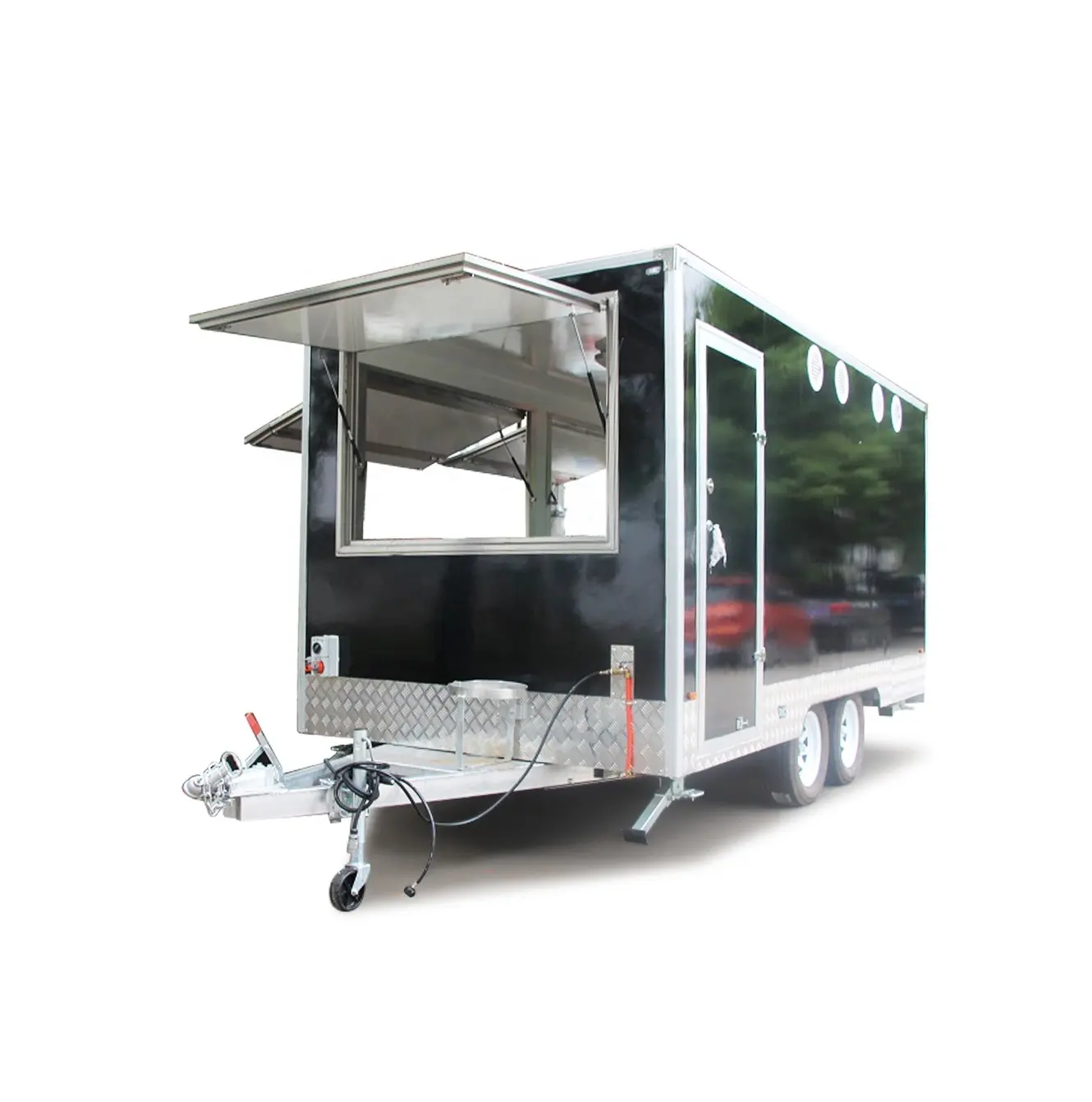 Glasvezel Voedsel Caravan Met Afzuigkap Rvs Bench 300*200 cm Grootte Voedsel Trailer