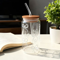 Gobelet en verre pour Coca-Cola, café, smoothie, bubble tea, et autres boissons, au design élégant