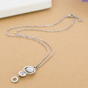 Collar con Colgante de Moda, Anillo Circular Geométrico, Cadena de Acero Chapada en Oro de 18K de Varias Capas, para Uso Diario - Product Image 3