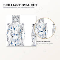 Boucles d'oreilles créoles personnalisées en argent sterling 925 avec moissanite ovale 5x7mm, bijoux fins S925 pour femmes