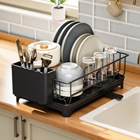 Küchen geschirr trockner Aufbewahrung platten Organizer Dish Drainer Racks mit hängendem Besteck halter