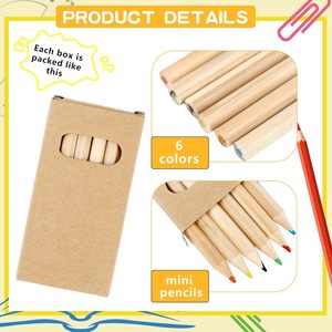 ดินสอสีขนาดเล็ก6ชิ้นกล่องกระดาษคราฟท์ออกแบบได้ตามต้องการขนาด3.5นิ้วดินสอสีสำหรับวาดภาพในห้องเรียน - Product Image 3
