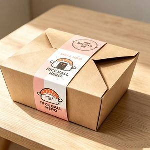 Bande de scellage en papier imprimée sur mesure, écologique, jetable, pour emballage alimentaire, étiquette adhésive pour boîte à emporter - Product Image 3