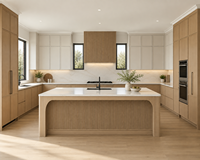 Lemari Dapur Interior Kayu Solid White Oak Model Shaker dengan Kaca Tinggi Kustom Kelas Atas