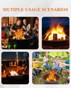 Offre Spéciale : Anneau de foyer rond en métal robuste de 36 pouces pour brûlage de bois en extérieur, jardin, camping, brasero de patio - Product Image 5