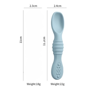 Cucharas de Silicona de Grado Alimenticio Libres de BPA, Diseño Plano de Doble Cara para Bebés, Cubiertos para Niños Pequeños, Juego de Utensilios para Comer, Venta al por Mayor, Juego de Regalo - Product Image 3