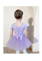 Conjunto de Tutú de Ballet para Niñas, Leotardo Rosa Lila con Falda Abombada, Lindo Disfraz de Danza para Niñas para Actuaciones y Entrenamiento